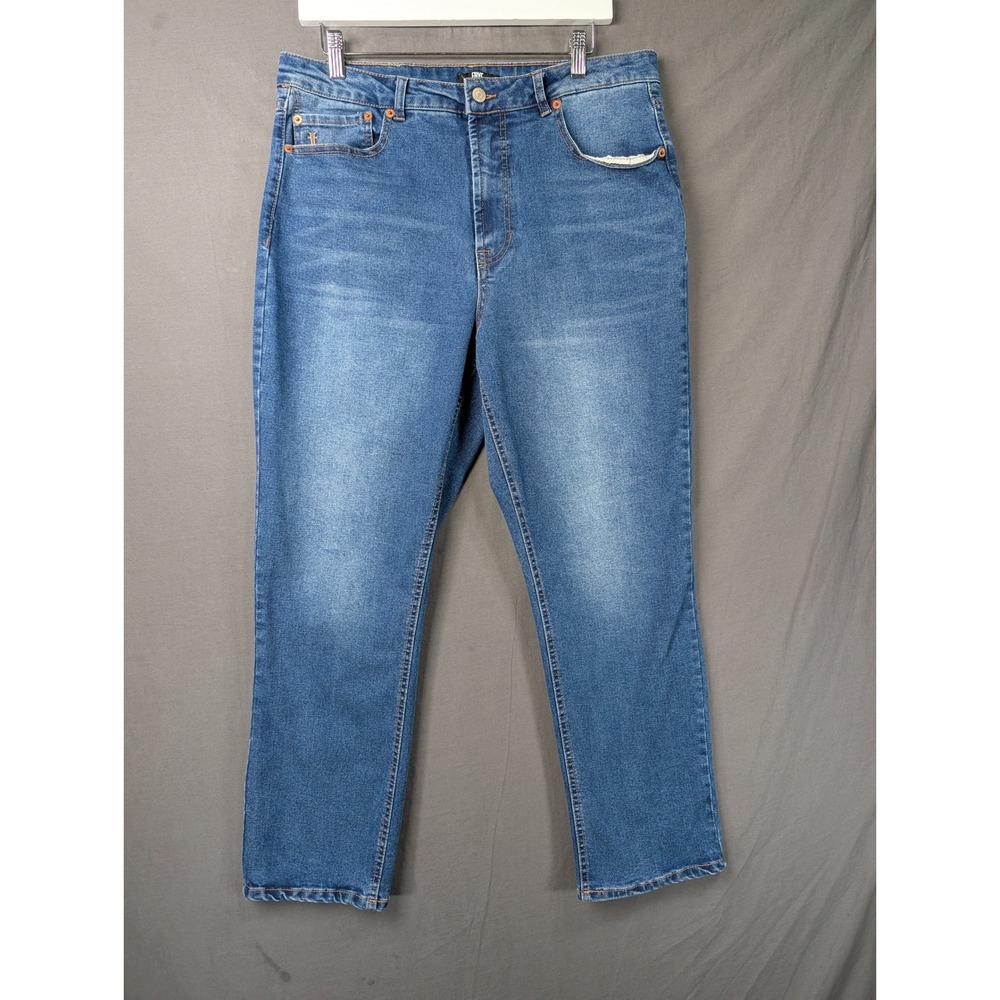 Frye Women Blue Denim Straight Leg Jeans Size 12/31 High Rise Stretch